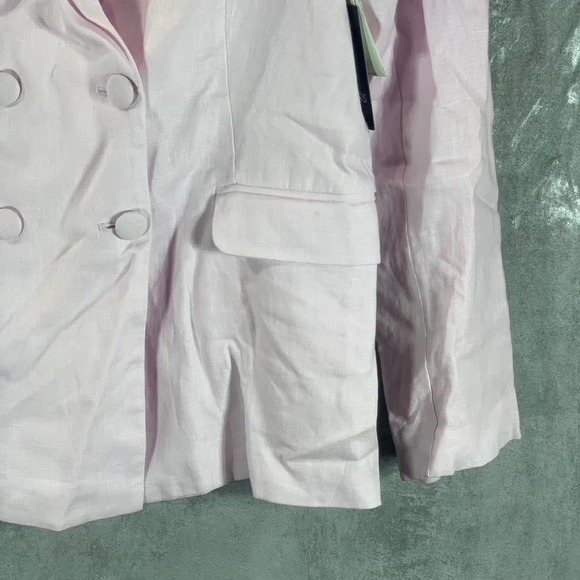 SOLD! GUESS Women's Wispy Pink Double-Breasted Long-Sleeve Linen Blazer - Picture 7 of 12